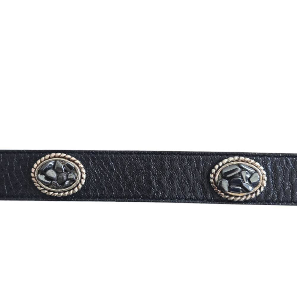Leatherock Women's Hematite Tumbled Stone Black Leather Belt Size 34 - Picture 4 of 6
